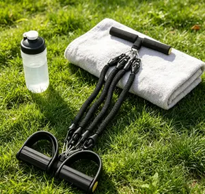 Multi-Function Foot Pedal Resistance Band | Home Fitness Yoga Pilates Sit-Up Trainer with Handles & Door Anchor