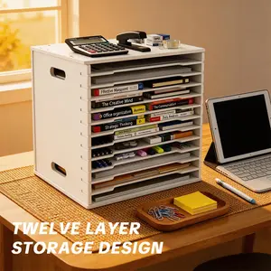 File Rack Storage Box File Frame Book Stand Multi-Layer Document Holder Shelf A4 Paper Multifunctional Organizer