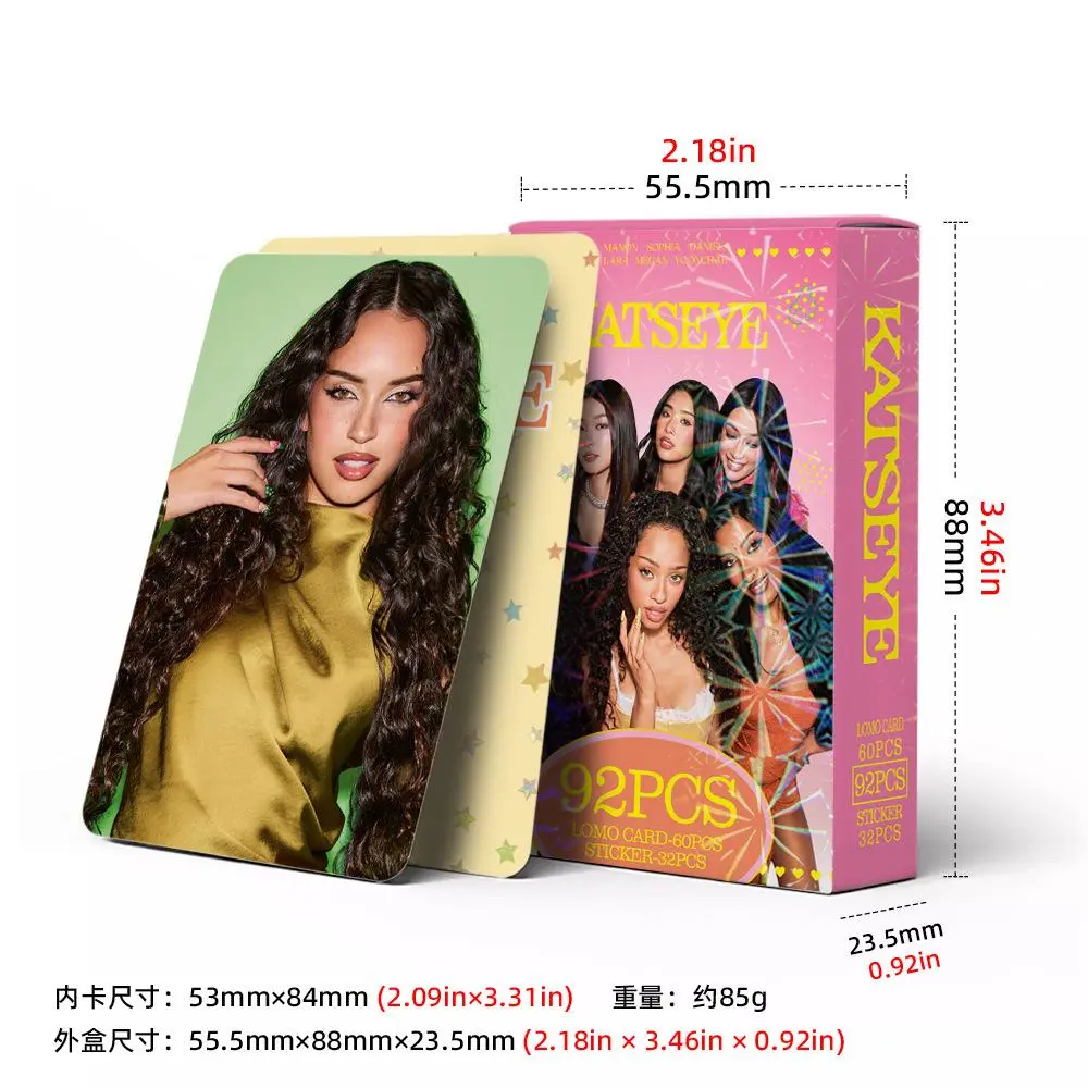92Pcs/Set Kpop KATSEYE Album Concept Photocards, HD Printed Lomo Cards with Stickers for Gabriela, Lara, Daniela, Manon, Megan, Yoonchae Fans Gifts (DIY Specialty Supplies)