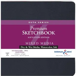 Zeta Series Softcover Sketchbook, 7.5" x 7.5", 270 gsm (Extra Heavyweight), White Paper, Smooth Surface