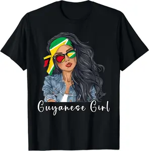 100% Cotton Guyanese Woman Products Flag Uniform Girl Guyana T-Shirt