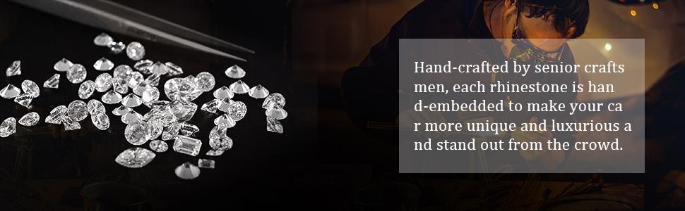 Car Bling Crystal Rhinestone Engine Start Ring Decals, 2 Pack Car Push Start Button Cover/Sticker, Key Ignition Knob Bling Ring, Sparkling Car Interior Accessories for Women (Double Silver)