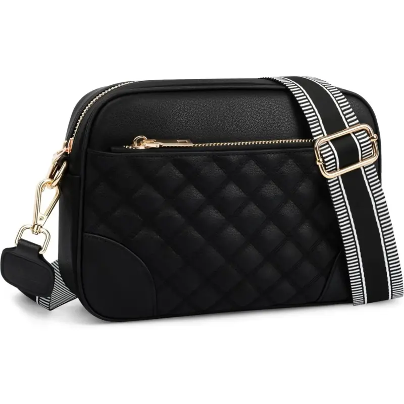Small Crossbody Bags for Women Quilted Vegan Leather Crossbody Purses for Women Travel with Adjustable  Strap