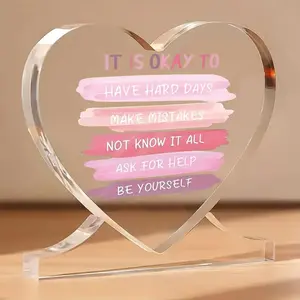 Acrylic Heart-Shaped Decorative Stand Ornament, Heart Plaque, Elegant Home Decoration Accessory, Perfect Gift for Loved Ones, Ideal for Living Room & Bedroom