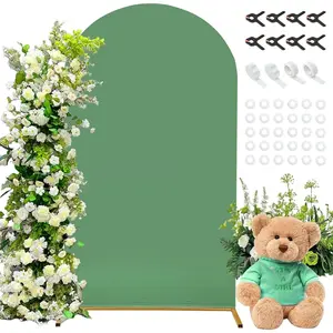 7.2FT Arch Backdrop Cover, Green Spandex Round Top Arch Stand Cover with Balloon Tie Tool for Wedding Baby Bridal Shower Gender Reveal Birthday Photo Background Decorations