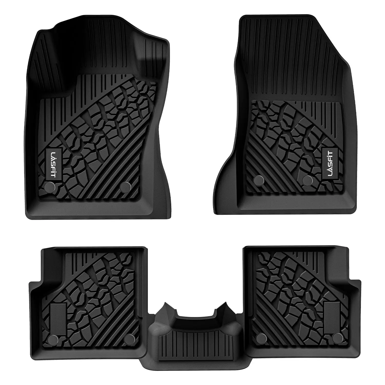 Lasfit All Weather Anti-Slip Waterproof Car Floor Mats - Vehicle-Specific Fit for 2015-2023 Jeep Renegade, 1st & 2nd Row, 3D Scanning Tech, Skid-Preventing Channels, Maximum Coverage Automotive Interior Accessory, Custom-Fit, Mess-Proof, 3D Scanning Techn