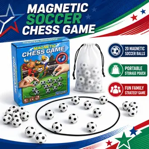 Magnetic Soccer Chess Game,Full-Size Pieces with String, Travel Board Game, Puzzle Strategy Game for Kids Adults Family Camping by sooshooom,Includes 1 Rope, 20 Magnetic Soccer Balls, Storage Bag & Game Guide