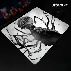ATOM Mouse Pad  Anime Character Tempered Glass Mouse Pad, Laser Engraved Photovoltaic Glass, Super Slip Surface, Non-slip Honeycomb Base FPS Gaming Mouse Pad