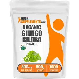 BulkSupplements Organic Ginkgo Biloba Powder - Edible - Natural Antioxidants - 500g - 2000mg per Serving