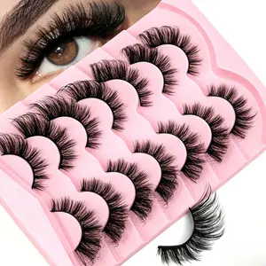 7 Pairs Cat Eye Eyelashes Manga Lashes End Eye Elongated Faux Mink Lashes Fluffy And Soft Volume Lashes Strip Lashes,Lashes,Eyelashes,Fake Lashes, False Eyelash Set