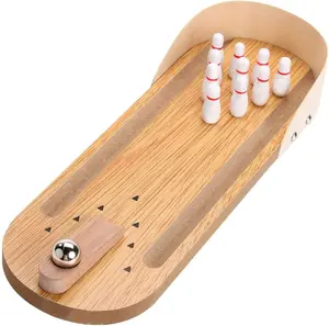 Table Top Mini Bowling Game Set-Tabletop Wooden Board Mini Arcade Desktop Tiny Bowling Shooting Alley Office Desk Stress Relief Gadgets Small Finger Toys Fun Gag Gifts for MenWomen Kids Teens Boys