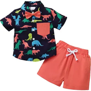 SQ-CPA007 Toddler Boy Clothes Kid Summer Outfits Baby Button Dress Polo Shirt Romper Shorts Set 0-5T Beach Wedding Birthday