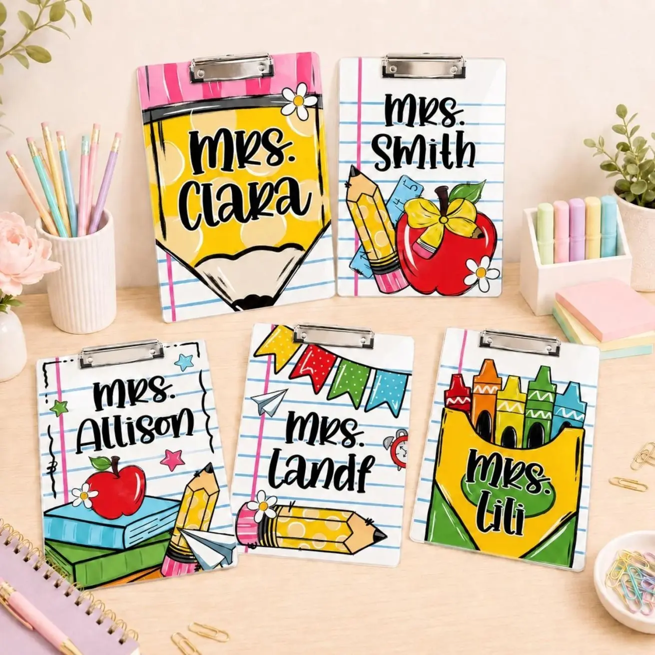 Custom Name Teacher Pencil Clipboard: Personalized Back to School Teacher Gift, Teacher Appreciation Gifts, School Supplies