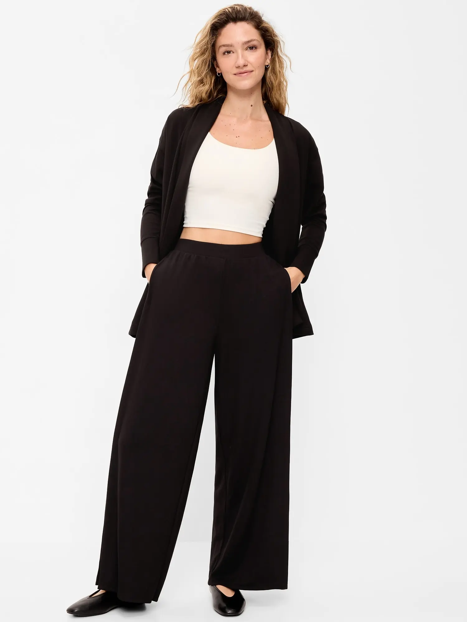 Old Navy Women's High-Waisted Bounce Lite Drapey Wide-Leg Pleated Pants