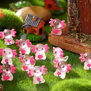 8/16/24Pcs Mini Resin Luminous Axolotl Miniature Axolotl Ornament Charms, Glow in The Dark Tiny Axolotl Figurines Resin Small Decorative Animals for DIY Craft Garden Landscape Potted Plant Aquarium Valentine's Day Decoration