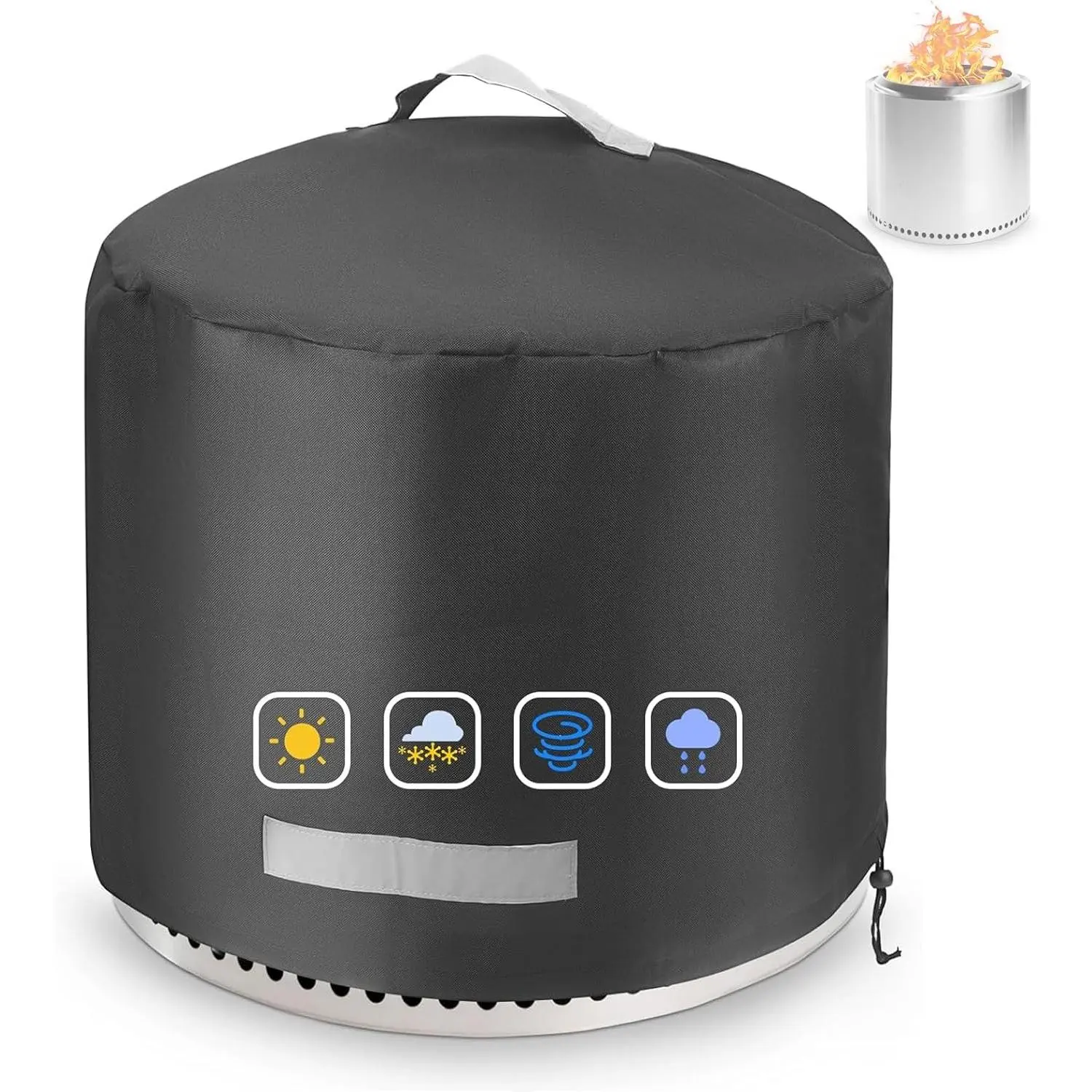 Fire Pit Cover for Solo Stove Bonfire 2.0 Cover 19.5 & 20 Inch, 600D Polyester Heavy Waterproof Round Covers for Stove, Solo Stove Bonfire Accessories for Outdoor Camping, 22" D x 16" H Bonfire Cover