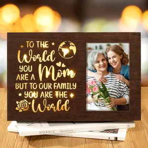Best Mom Gifts for Mothers Day,Glowing Mom Picture Frame with Night Light - 4x6 Photo Decor Signs