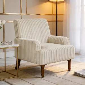 Eyisean 27.5" Corduroy Modern Accent Chair, Comfy Upholstered Armchair with High-Density Foam & Wide Wale, Durable Recliner Chairs with 9" Solid Wood Legs, Cozy Reading Chair for Living Room, Bedroom