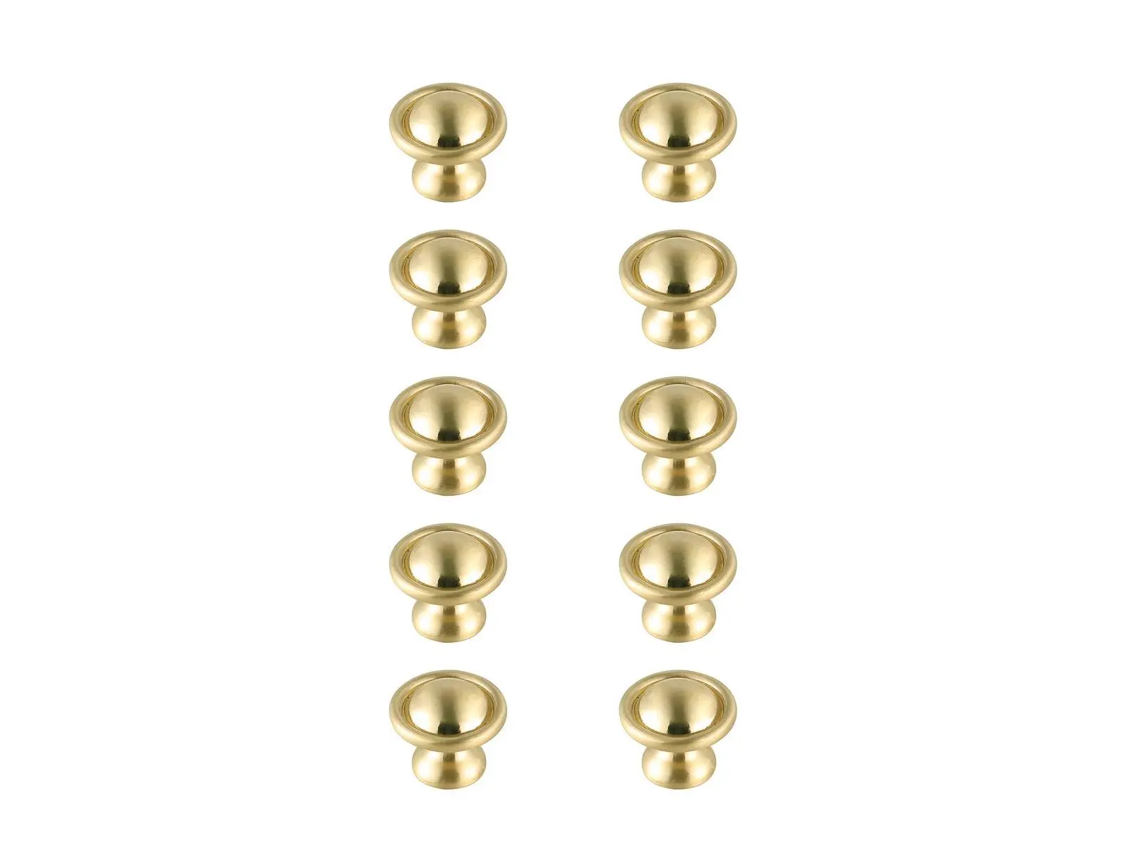 212 MAIN Modern Kadea Mushroom Knob, KB2008-GD-10PK, 1.2 in. Dia., Brushed Gold, Elegant Decor Multipack - Pack of 10