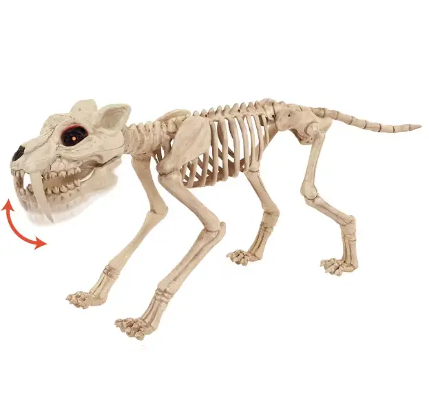 18 1/2" Animated Light-Up Tiger Skeleton Halloween Decoration
