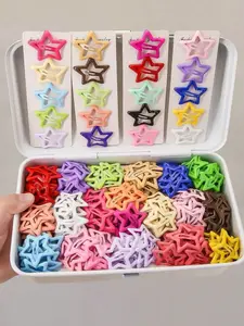 40pcs Simple Oil-Drop Star Bb Clips, Dopa Colorful Hairclips, Anti-Slip Bb Clips for Bangs and Hair, Daily Wear, Carnival Makeup Party