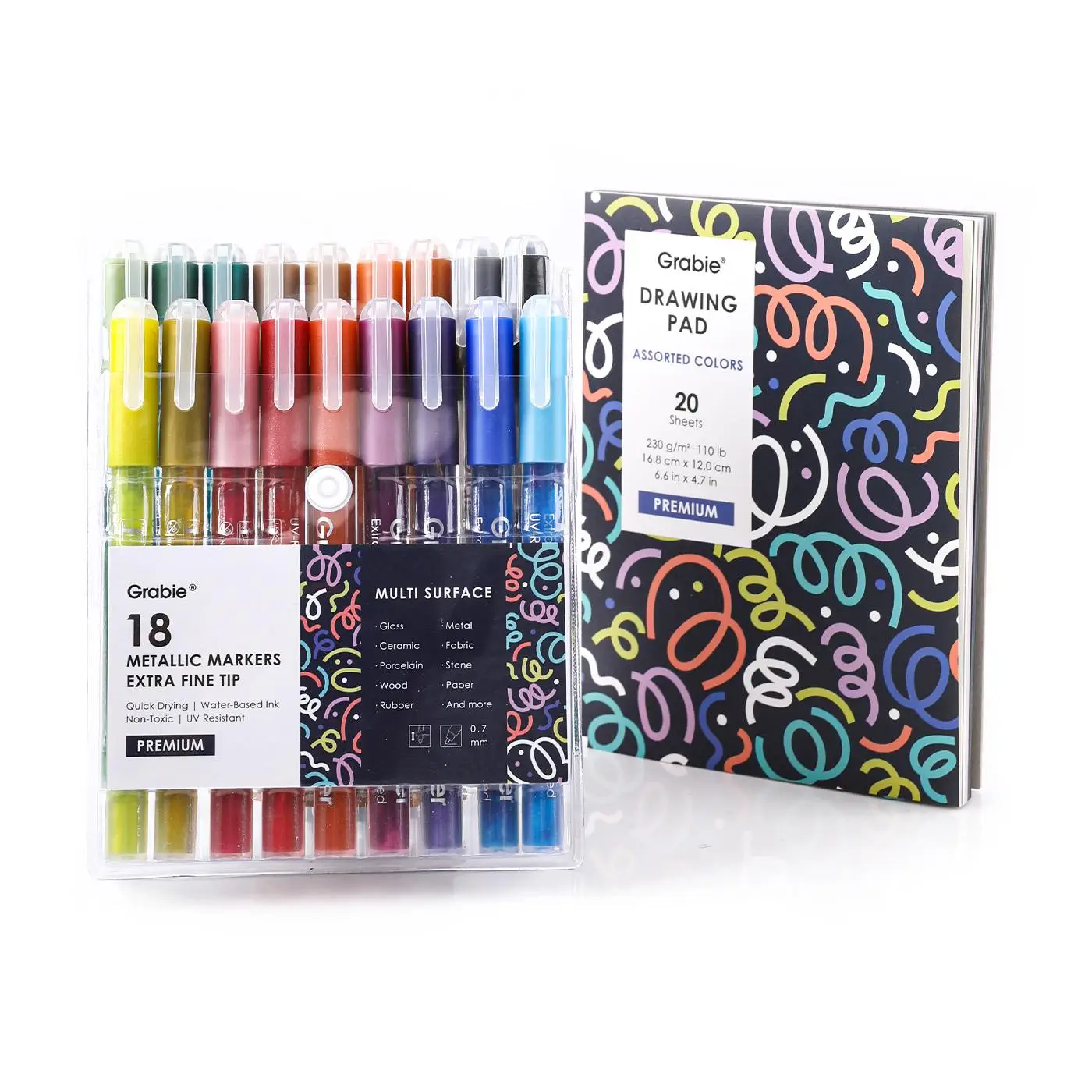 Grabie Extra Fine Tip Metallic Acrylic Paint Art Markers Set Of 18 (Drawing Pad Included), TikTokShopRestock, FallFreshness