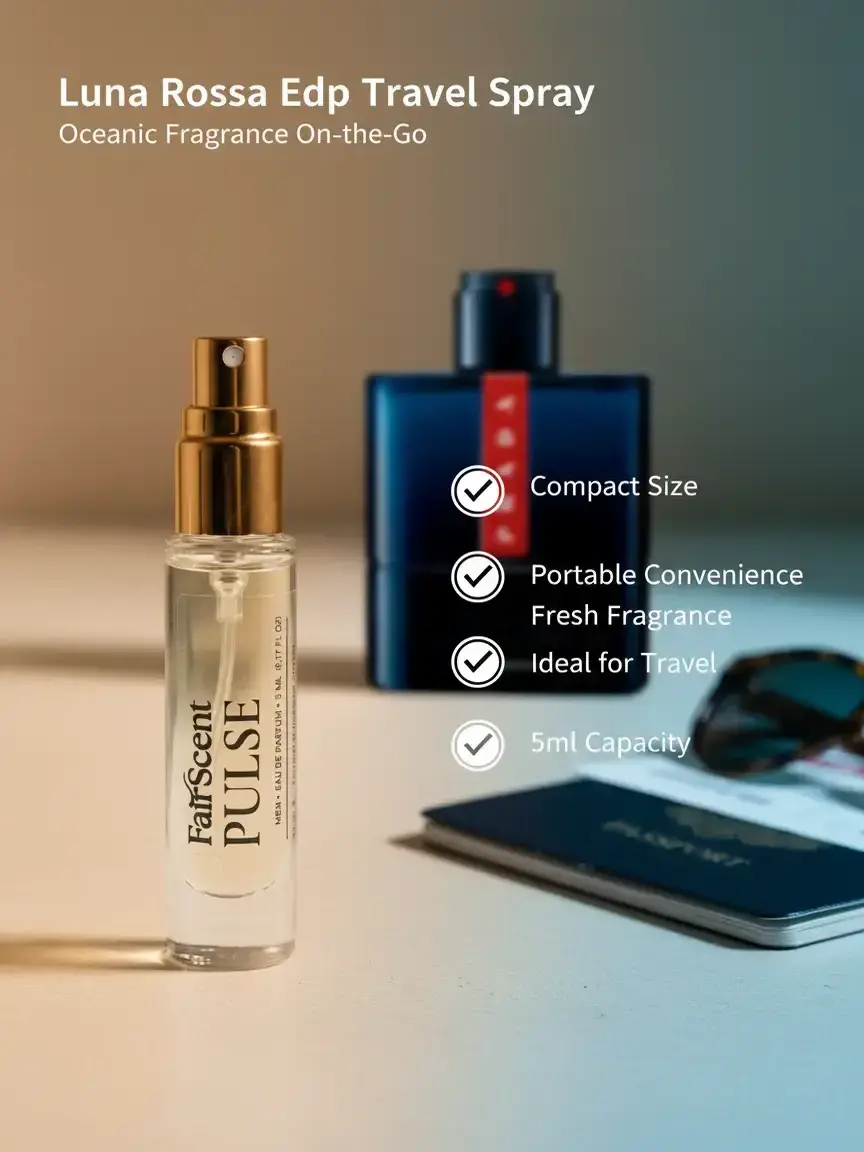 Men's Luna Rossa Ocean EDP Travel Atomizer Bottle - FairScent Pulse, 5ml/0.17oz EDP Cologne Spray, Ocean Woody Scent, Adult Daily Wear, Aromatic Fragrance with Cedarwood & Ambergris, Perfume Aroma Scent, Long-Lasting Single Item