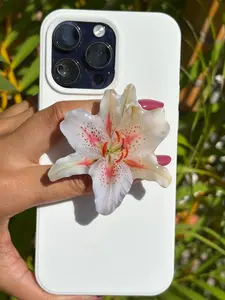 Rainbow Summer White Lily Blossom Flower Magnetic Pop Socket Phone Grip Summer Szn Tropical Flower Floral Vibrant Color Phone Grip Popsocket