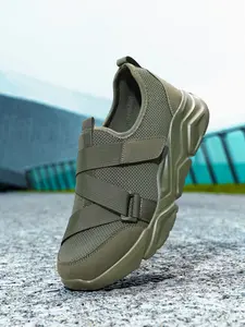 Fashion Slip-On Tactical Style Sneakers, Breathable Mesh, High Elastic Soft Sole, Thick Bottom, Casual Sports Shoes, All Seasons