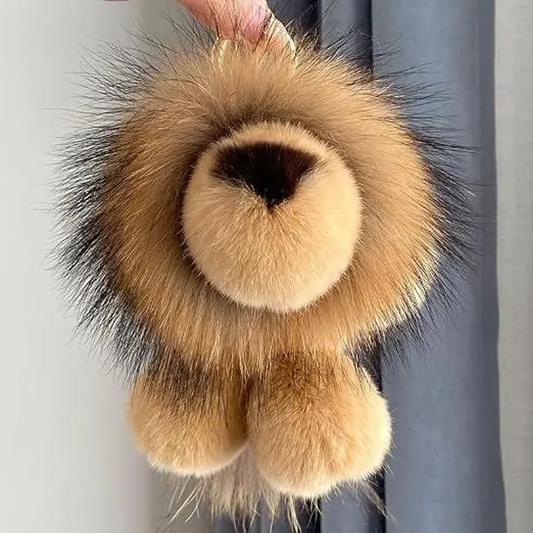 Cute Lion Plush Bag Charm, Soft Collectible Accessory with Hanging Strap for Everyday Use, Birthday Gift for Friends, Key, Collectibles, Spot Clean, Key Charms, Fluffy Mane, Plush Fabric, Birthdays, Cartoon Charms & Twillies Fluffy Keychain Keychain For B