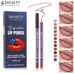 12 Pcs Long-Lasting Matte Lip Liner Set, Smooth Creamy Texture for Defined 3D Lip Shape, Nude Makeup, Easy to Layer and Blend, Smudge-Resistant, Easy-Coloring Lip Pencils for Summer Lip Makeup.