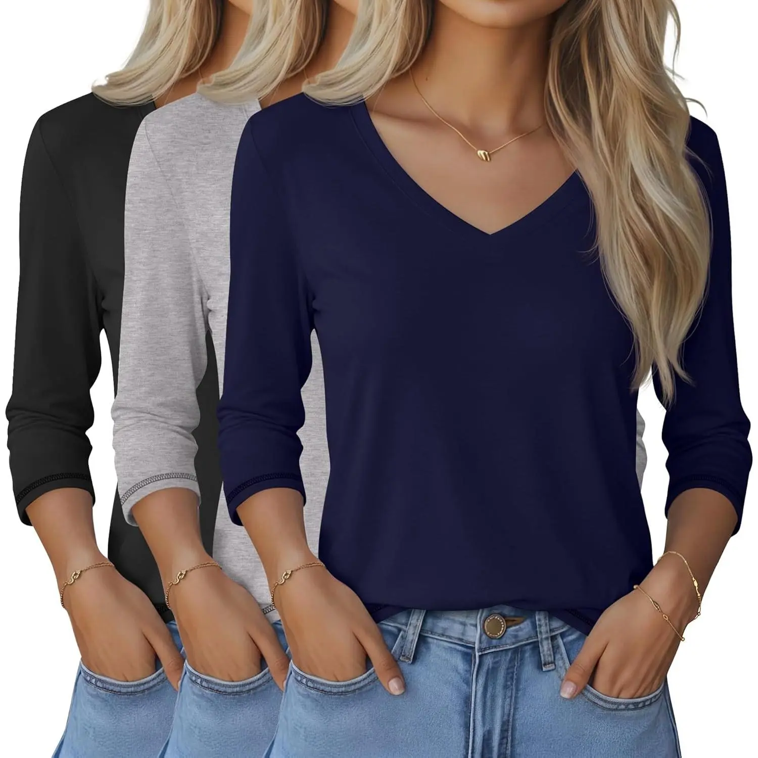 Navy Blue, Light Mixed Gray, Black