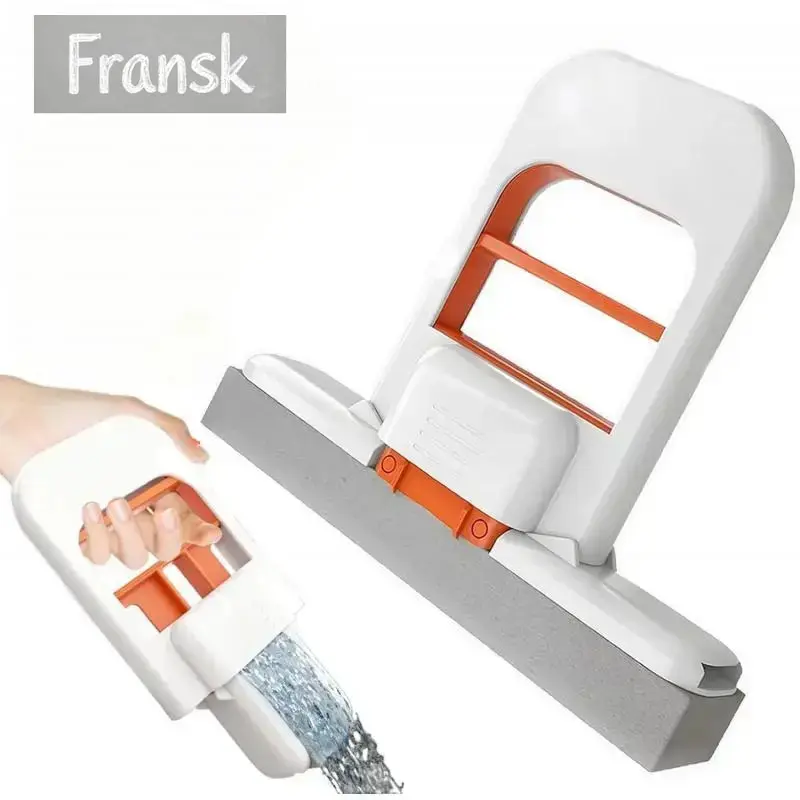 2026 New Upgrade, Portable Self Squeezing Sponge Mop for Bathroom Kitchen Small Spaces, Wet Dry Floor Cleaner, Lightweight Compact Dorm Apartment Essentials Spring Cleaning Must Haves Orange