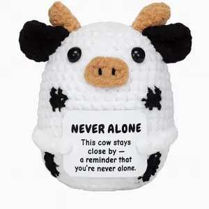 Handmade Crochet Cow Plush with Message Card – Soft Knitted Comfort Gift, A Heartfelt Symbol of Love, Friendship & Support for Someone Special