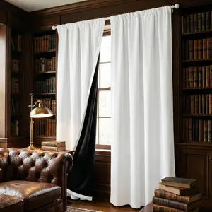 2pcs Total Light Blocking 100% Blackout Curtains with Advanced Black Coating Backing Thermal Insulated Privacy Protect Window Drapes Rod Pocket Style Lightweight High Opacity Fabric 2 Panels Set Blackout Window Cover