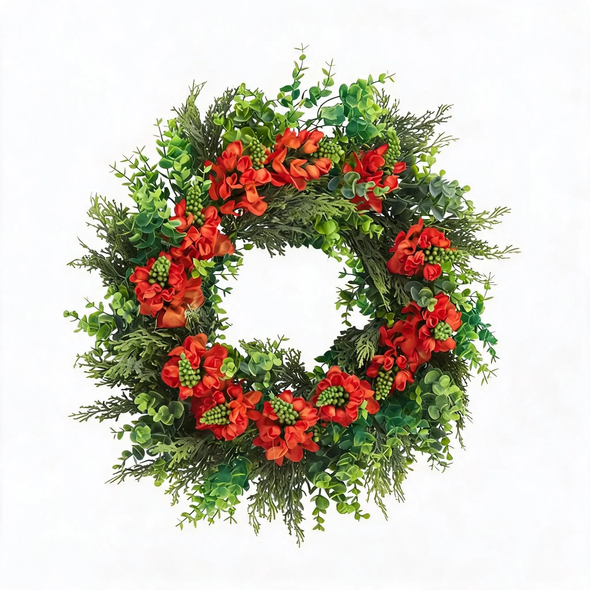 Garvee 20 Inch Artificial Dragon Beard Flower Wreath for Front Door | Wildflower Floral Wreath for Front Door, Spring Decor, Porch, Home Accent, Festival Wedding Decor