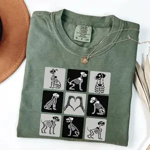 Comfort Colors Dog Skeleton Tee, Dog Lover Shirt, Dog Lover Gift, Skeleton Retro Shirt, Halloween Outfits