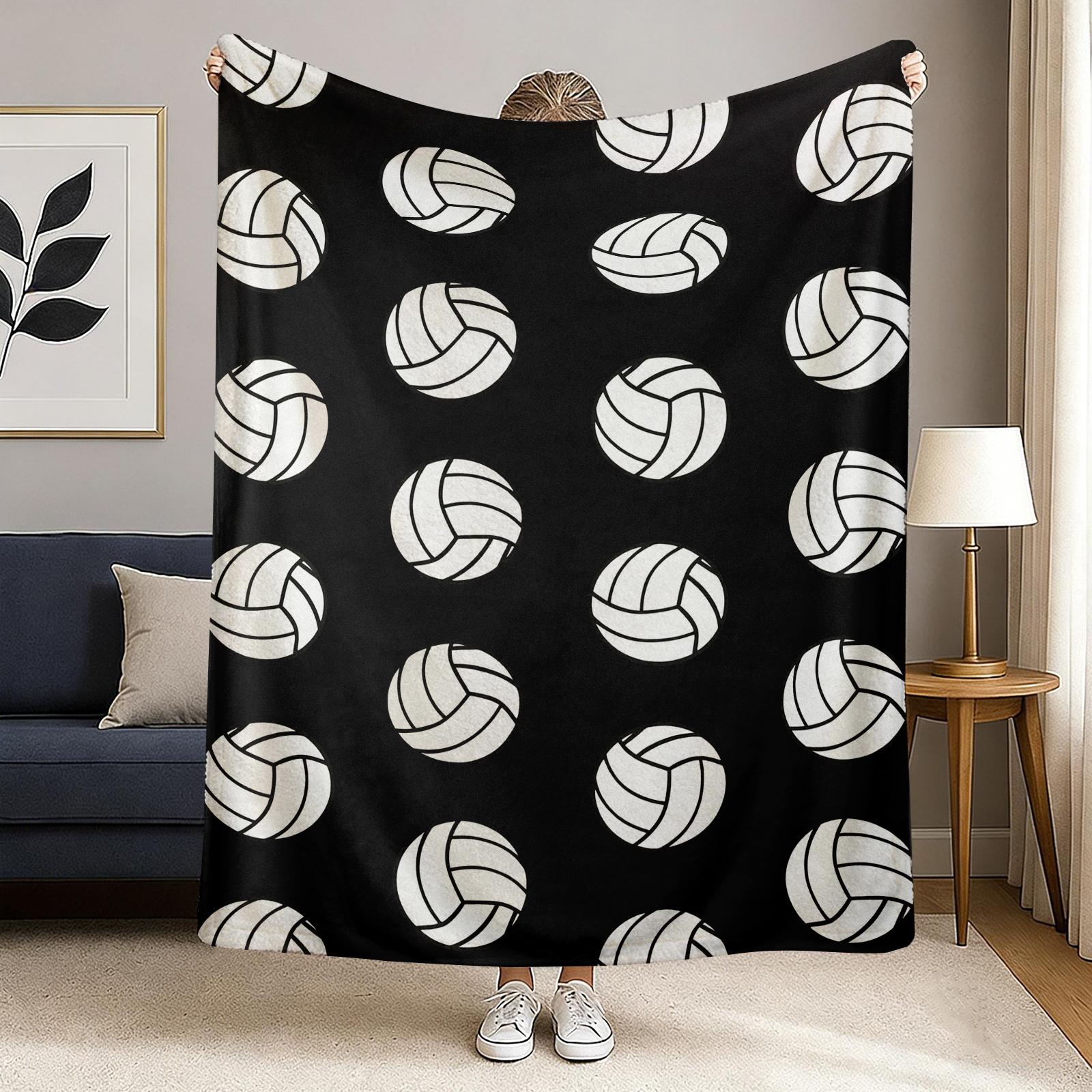 Volleyball Pattern Warm Blanket for Outdoor Sports and Leisure Soft Comfortable Ideal for Sports Enthusiasts and Fans Perfect Christmas or New Year Gift，baseball lover lightweight comfort sofa bed office travel