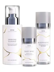 ESTAS Essentials Healing Ritual - 3-Step Luxury Scar Care Set with Morning Massage Cleanser, Daily Dose Scar Serum, and Sleep Salve Overnight Mask for Improved Scar Appearance