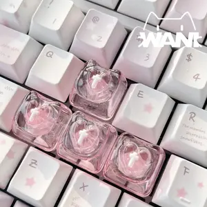 Love Cute Keycaps Transparent  Key Cap Resin Kawayi Keycaps Nail Art Epoxy Resin Key Caps Arrow Keys MX for Mechanical Keyboard