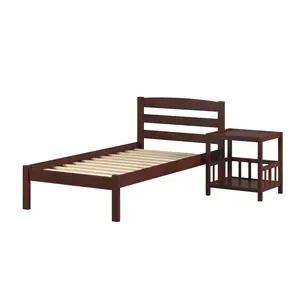 Econo Scandinavian Cappuccino Bed with Best Friend Nightstand Pet End Table