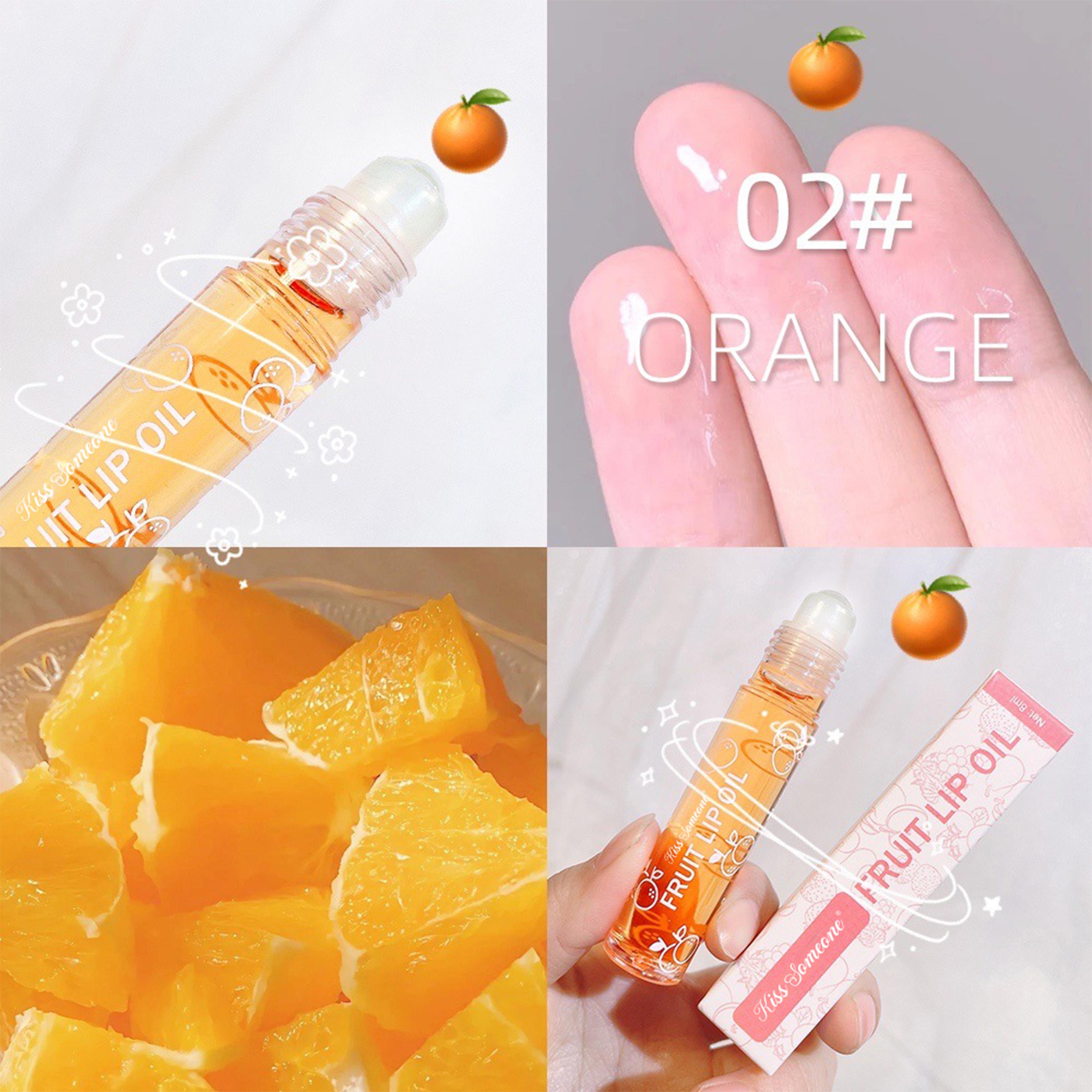 Hydrating Lip Oil Roller Gloss Juicy Glass Lips Non Sticky Moisturizing Lip Care Fruit Flavor Lip Gloss for Dry Lips Long Lasting Shine Strawberry Peach Grape Cherry