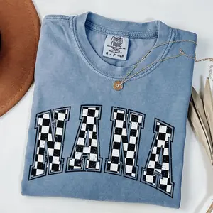 Comfort Colors Checkered Nana Shirt Gift for Nana, Retro Nana Tee, Mother's Day Gift, Vintage Checkered Nana Tshirt, Pregnancy Reveal OJF6Z