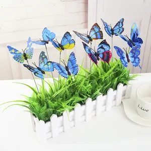 New artificial butterfly crafts, double-layer waterproof, with insertable rods, artificial butterflies for outdoor decoration, pack of 10