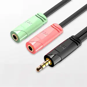 3.5mm AUX Audio Earphone Splitter 1 Male to 2 Female Gold Plated Headphone Cable