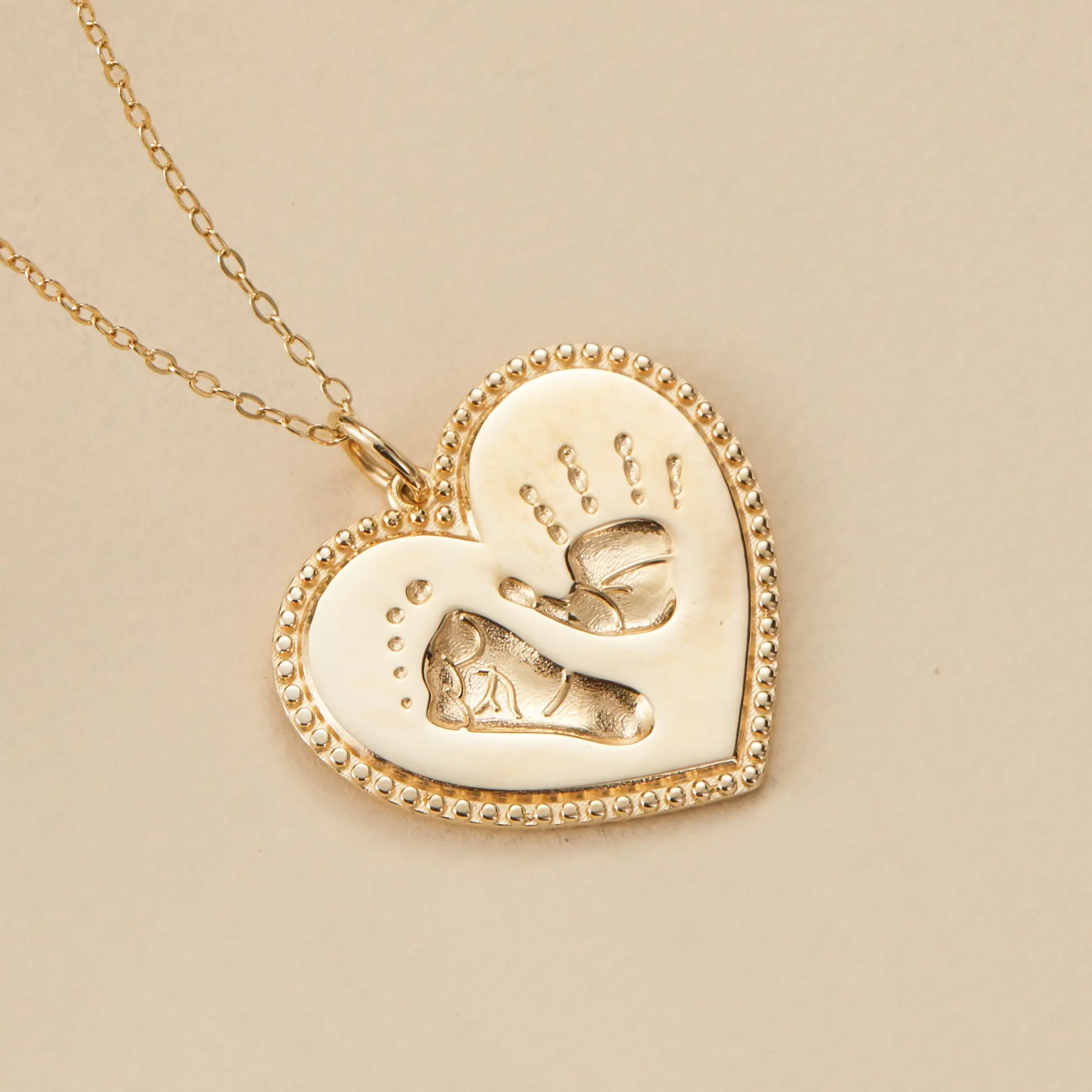 Engraved Heart Shape Baby Actual Handprint and Footprint necklace With Name, Birthdate, and your wishes , New Mom Gift, New Born Gift, Newborn Baby Footprint, Memorial Footprint, Necklace
