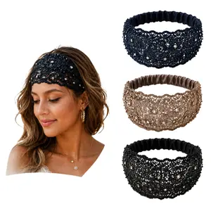 CUBIDUPI 3pcs Crystal Pearl Wide Headbands for Women, Boho Chic Embellished Hair Accessories, Luxury Wedding Headbands, Vacation Hairband, Daily Styling Fashion Headwear