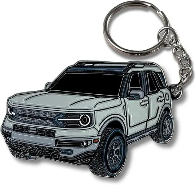 Bronco Sport Keychain – Gray Off Road SUV Key Ring, Bronco Owner 4x4 Car Lover Gift