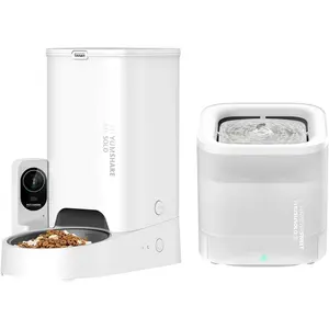 Autoamtic Camera Pet Feeder for Cats and Dogs, 1080P  AI- Camera with Wide Angle and Night Vison, 2-Way Audio, Ultra Quiet 1.85L  Water Fountain, App Control