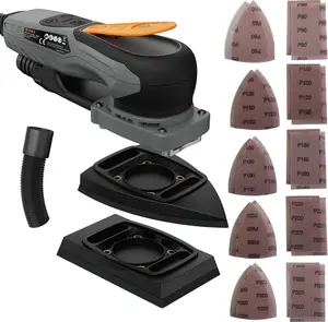 2-in-1 Detail Sander & Palm Sander, Brushless Electric Orbital Sander with 4000-10000 OPM, Dust Collection, 20PCS Sandpapers for Woodworking & Tight Spaces, Ergonomic Symmetrical Design